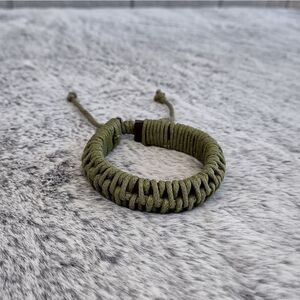 Raffia Corded Army Green Cuff Bracelet